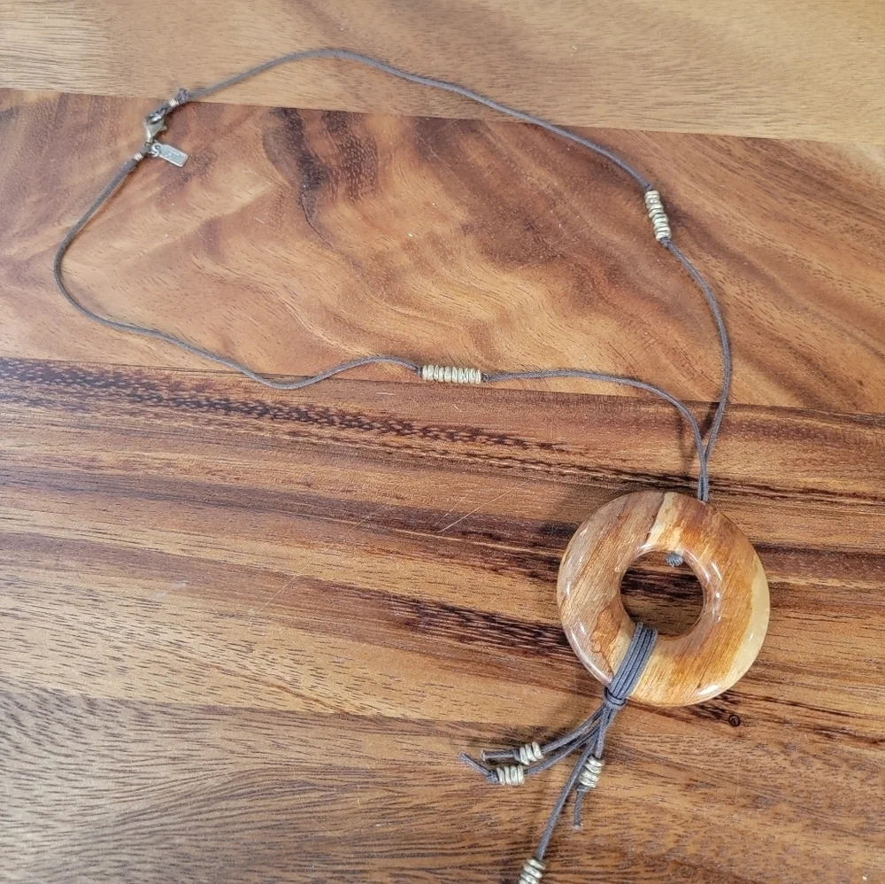 J. Jill Brown Pendant Necklace with Tassels On Rope